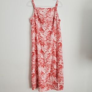 Midi Linen Blend Printed Dress Size Large
